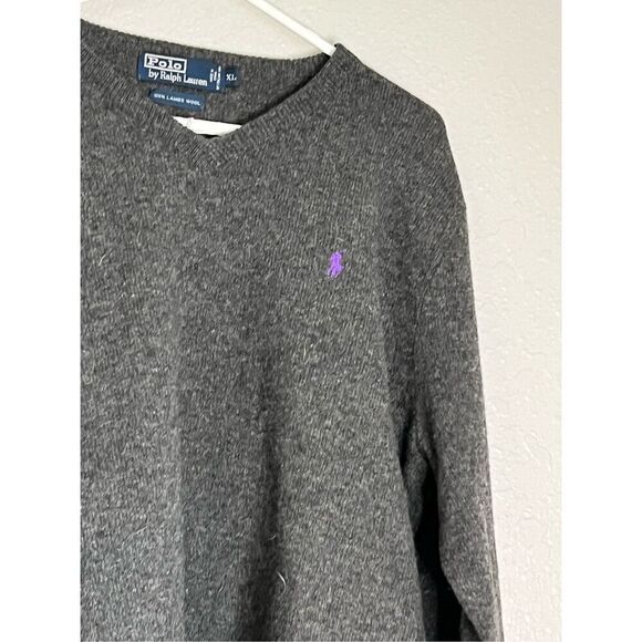 RALPH LAUREN POLO 100% WOOL KNIT V-Neck Sweater Mens XL - Picture 2 of 3